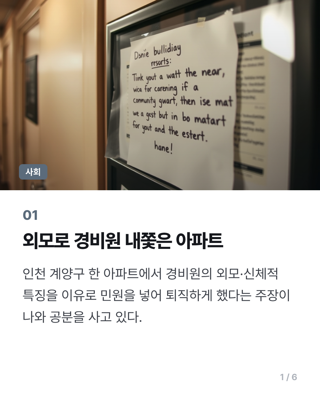“외모 때문에 경비원 관두게 했다”…아파트 ‘갑질 민원’ 논란