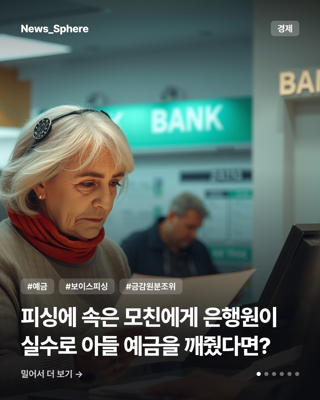 피싱에 속은 모친에게 은행원이 실수로 아들 예금을 깨줬다면?