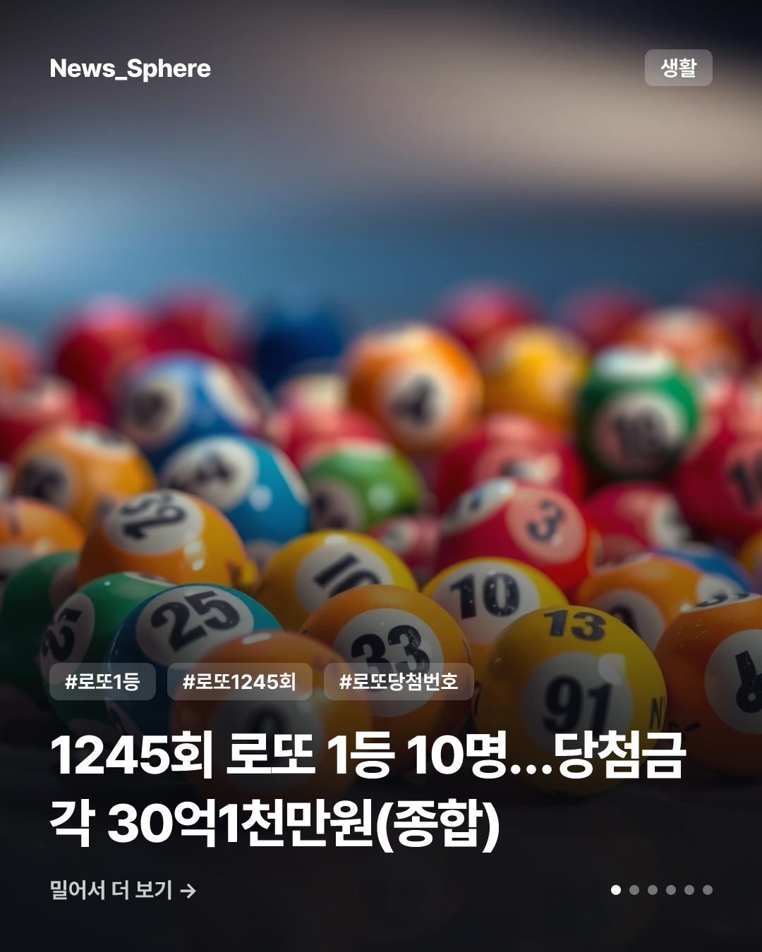 1245회 로또 1등 10명…당첨금 각 30억1천만원(종합)